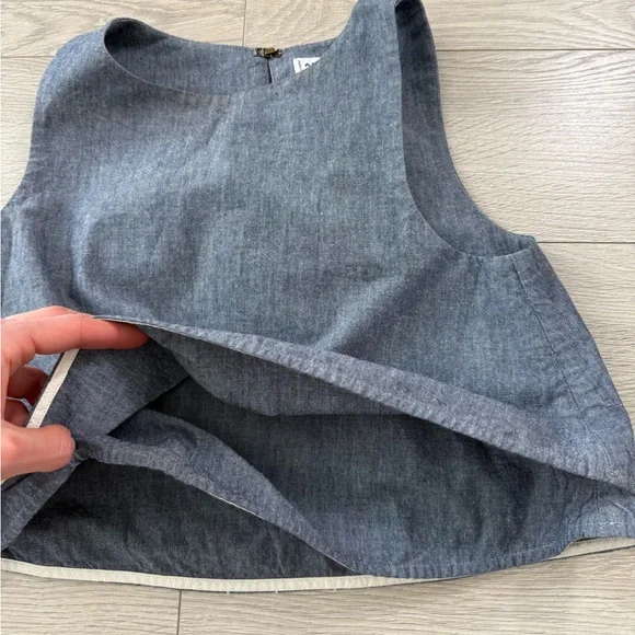Apiece Apart 100% Cotton Blue Chambray Denim Sleeveless Top - Picture 6 of 12